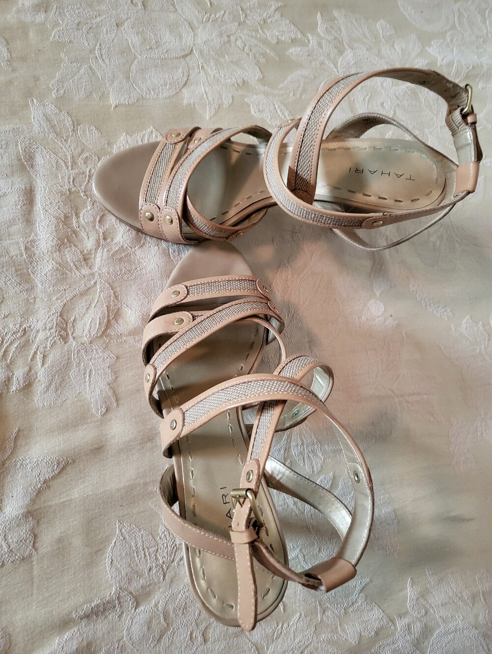 Tahari Beige Troy Strappy Women’s Sandals.